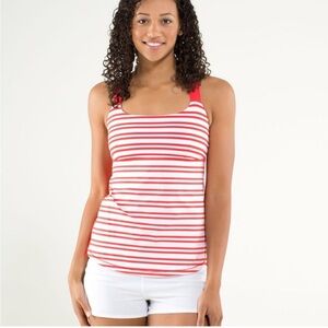 Lululemon Athletica Track and Train Tank Size 4. Red and White Stripe